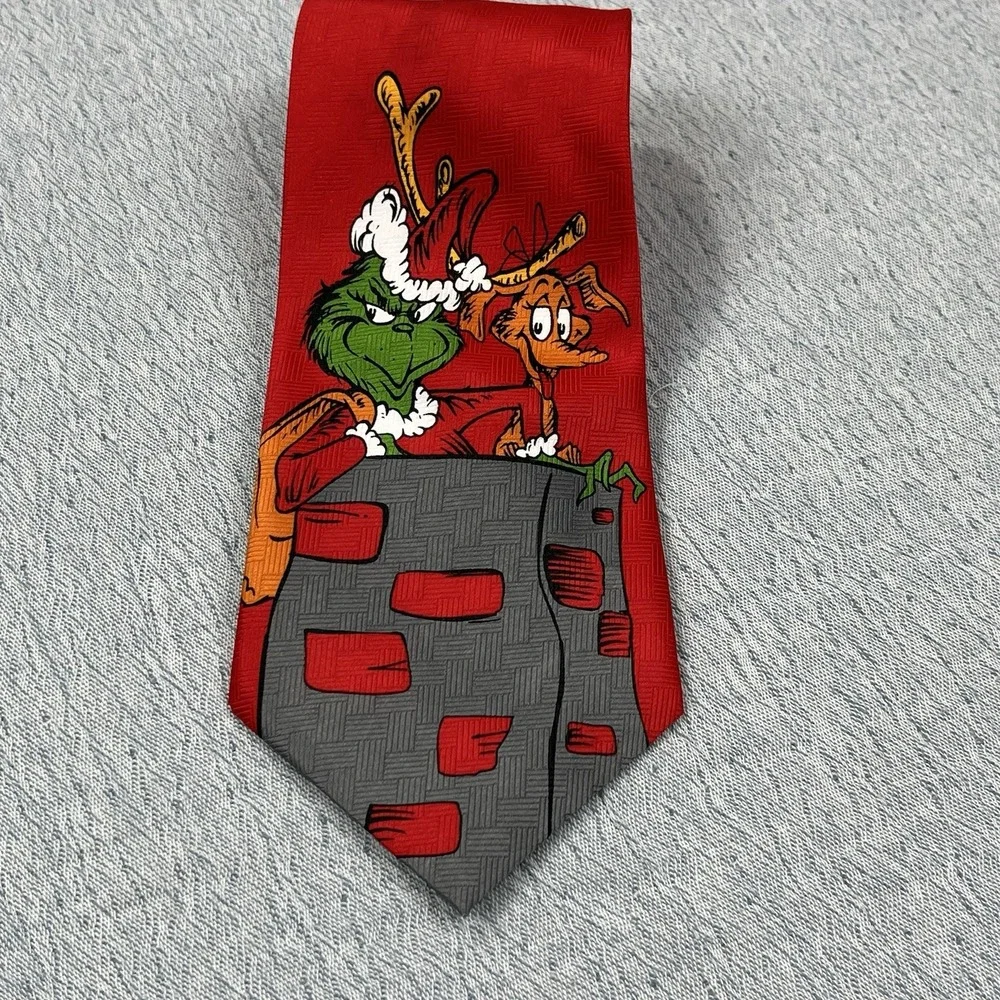 The Grinch Necktie Dr. Seuss Christmas Holiday‎ Ho Ho Ho! Novelty Tie